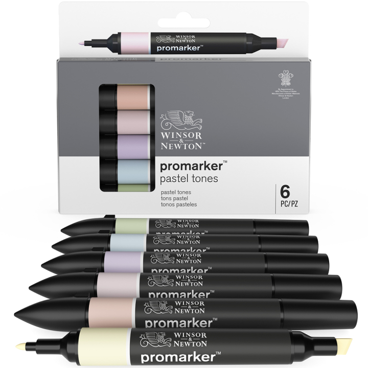 ProMarker 6-set Pastel tones i gruppen Penner / Kunstnerpenner / Tusjpenner hos Voorcrea (100539)
