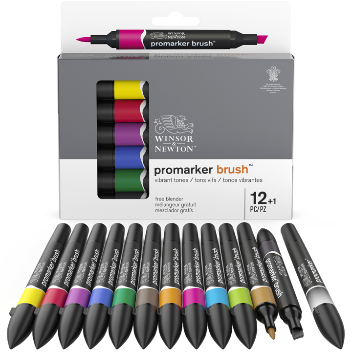 BrushMarker 12-set + blender (Set 1) i gruppen Penner / Kunstnerpenner / Penselpenner hos Pen Store (100557)