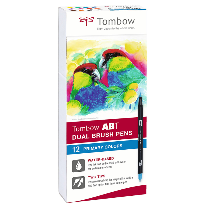 ABT Dual Brush pen 12-set Primary i gruppen Penner / Kunstnerpenner / Penselpenner hos Pen Store (101081)