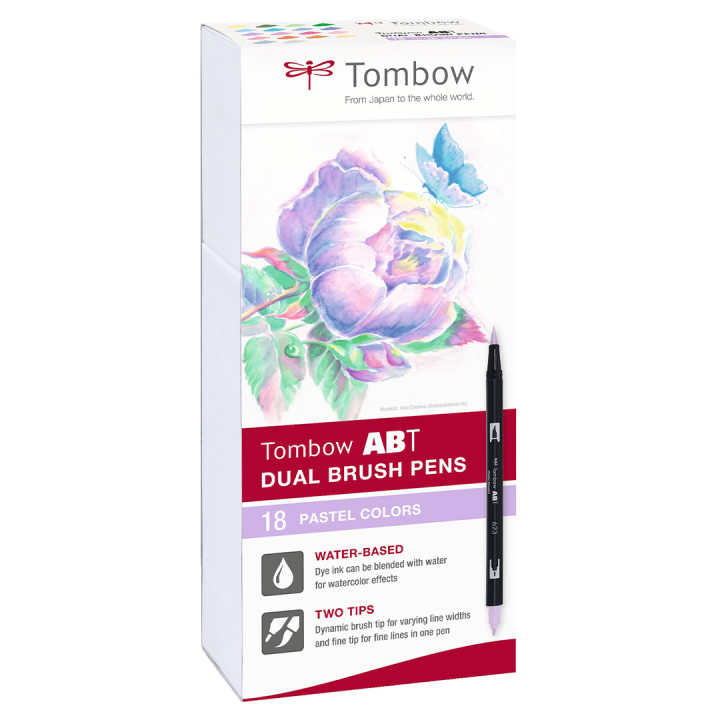 ABT Dual Brush pen 18-set Pastel i gruppen Penner / Kunstnerpenner / Penselpenner hos Pen Store (101096)
