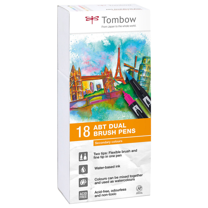 ABT Dual Brush pen 18-set Secondary i gruppen Penner / Kunstnerpenner / Penselpenner hos Pen Store (101097)