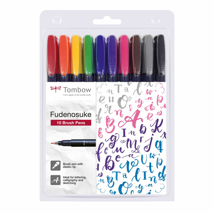 Kalligrafipenn Fudenosuke Hard Tip 10-set i gruppen Hobby & Kreativitet / Kalligrafi / Lettering sett hos Voorcrea (101105)