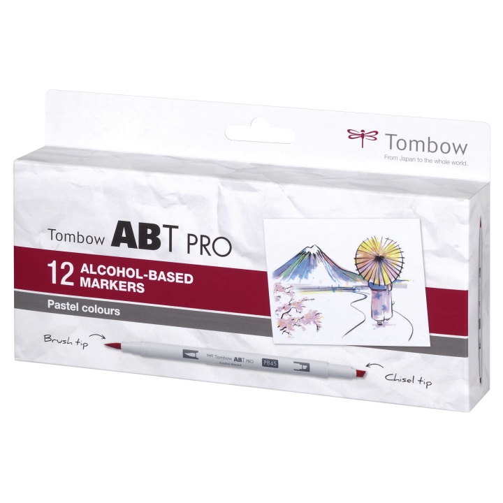 ABT PRO Dual Brush Pen 12-set Pastel i gruppen Penner / Kunstnerpenner / Penselpenner hos Pen Store (101255)