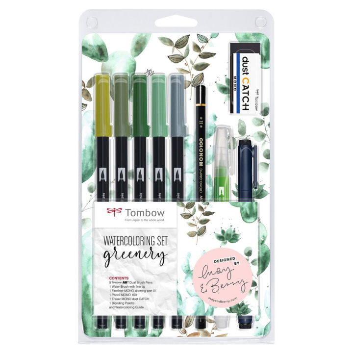 Watercoloring set Greenery i gruppen Penner / Kunstnerpenner / Penselpenner hos Pen Store (101262)
