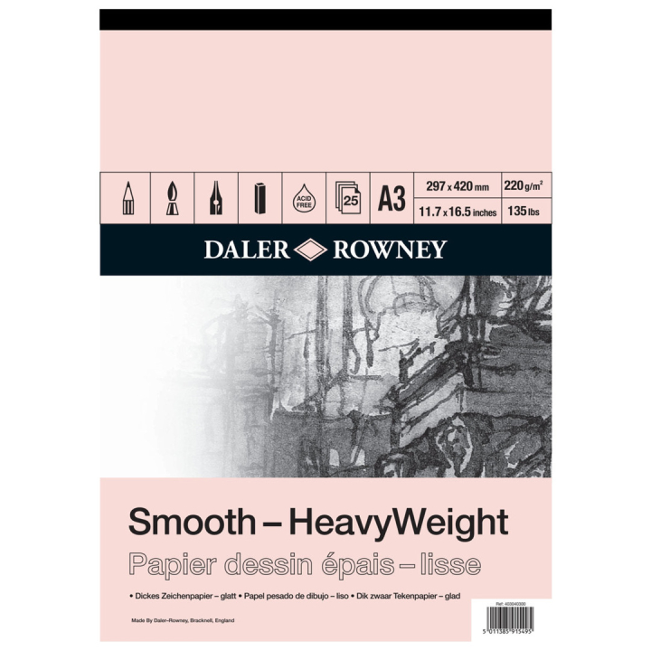 Smooth HeavyWeight A3 i gruppen  Papir & Blokk / Artistblokk / Tegne- og skisseblokk hos Pen Store (101466)