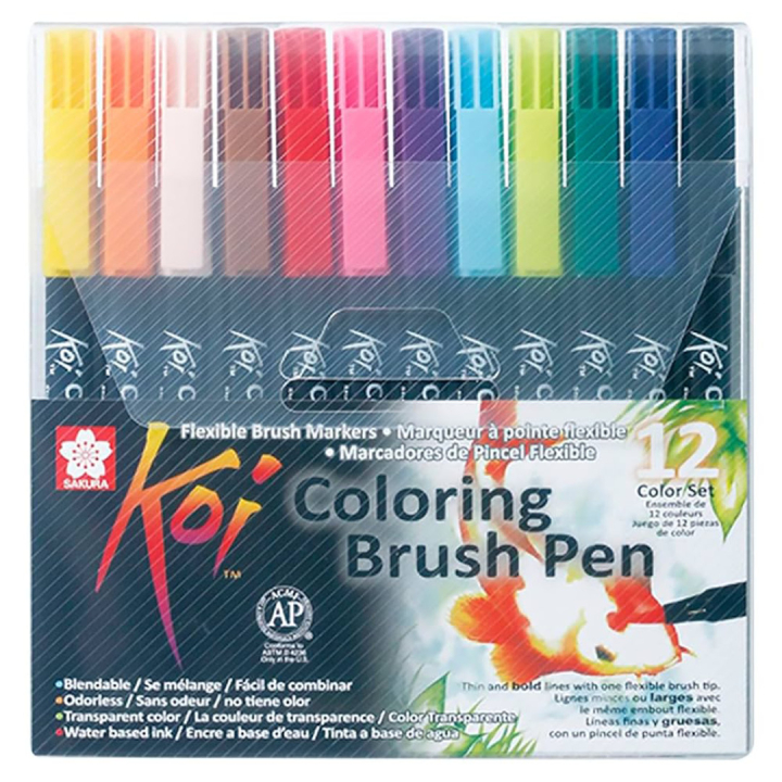 Koi Colouring Brush Pen 12-set i gruppen Penner / Kunstnerpenner / Penselpenner hos Pen Store (102306)