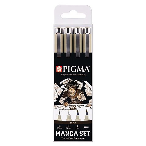 Pigma Sepia Manga 4-set i gruppen Penner / Skrive / Gelpenner hos Pen Store (103540)