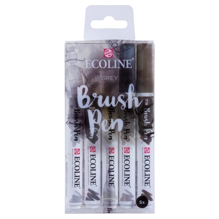 Brush Pen Grey 5-set i gruppen Penner / Kunstnerpenner / Penselpenner hos Pen Store (103713)