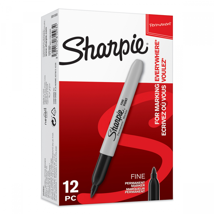 Sharpie Fine Marker 12-pakke Black