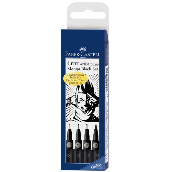 PITT Artist Pens Manga 4-set Black i gruppen Penner / Kunstnerpenner / Tusjpenner hos Pen Store (105151)