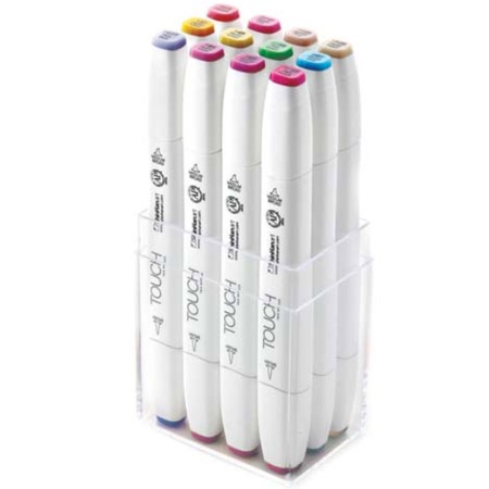 Twin Brush Marker 12-set Pastel i gruppen Penner / Kunstnerpenner / Penselpenner hos Pen Store (105314)