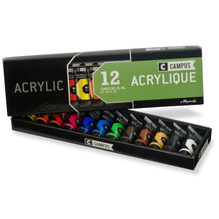 Campus Akrylmaling Set 12x21ml i gruppen Kunstnermateriell / Kunstnerfarge / Akrylmaling hos Pen Store (107970)