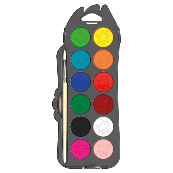 Color Peps 12 x 30 mm + Pensel i gruppen Kids / Barnehåndverk og maling / Maling for barn / Vannfarger for barn / Vannfarge hos Pen Store (108763)