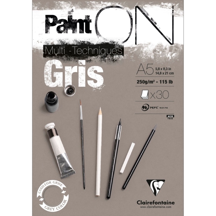 Paint'ON Multi-Techniques Gris A5 i gruppen  Papir & Blokk / Artistblokk / Mixed media-blokk hos Pen Store (110413)