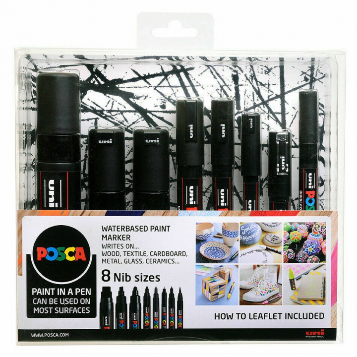 Posca Marker Black - Set of 8 i gruppen Penner / Kunstnerpenner / Illustrasjonmarkers hos Pen Store (110418)