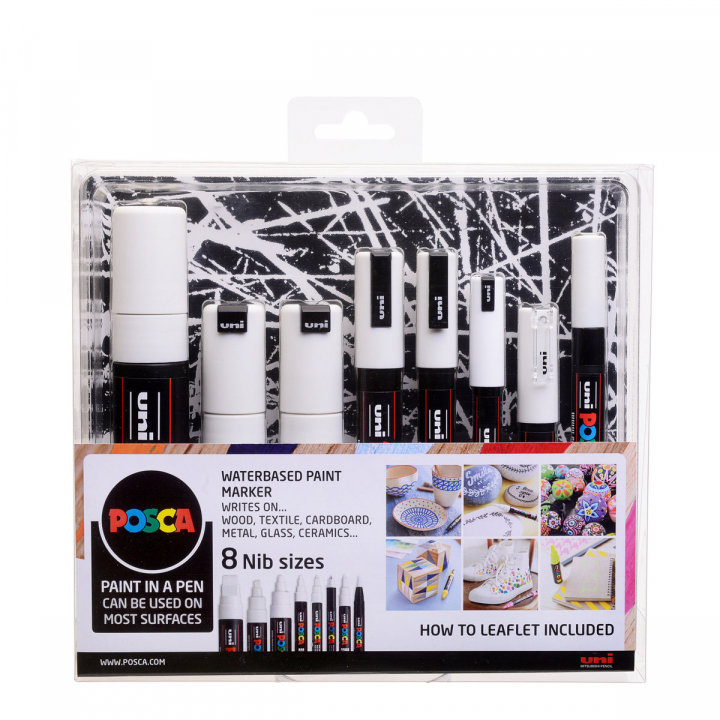 Posca Marker White - Set of 8 i gruppen Penner / Kunstnerpenner / Illustrasjonmarkers hos Pen Store (110419)