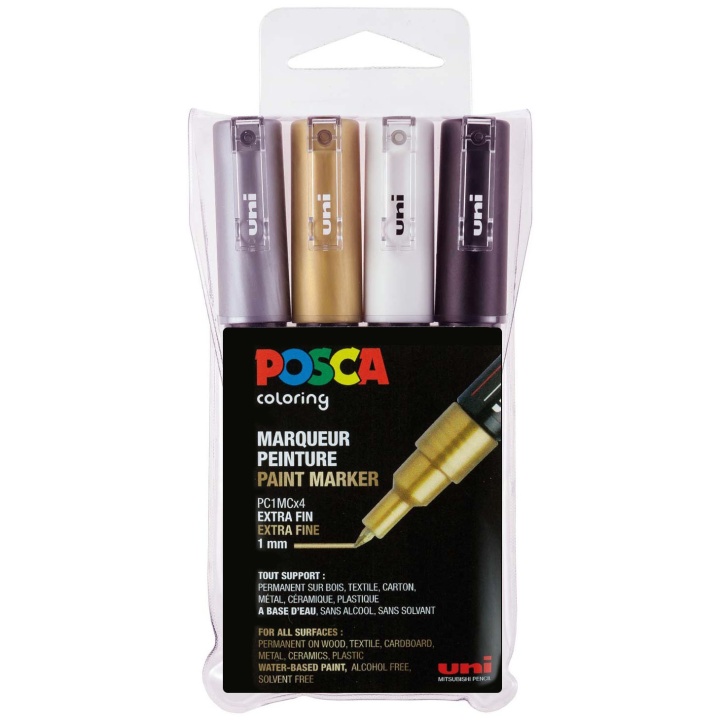 Posca PC-1M Metallic - Set of 4 i gruppen Penner / Kunstnerpenner / Illustrasjonmarkers hos Pen Store (110420)