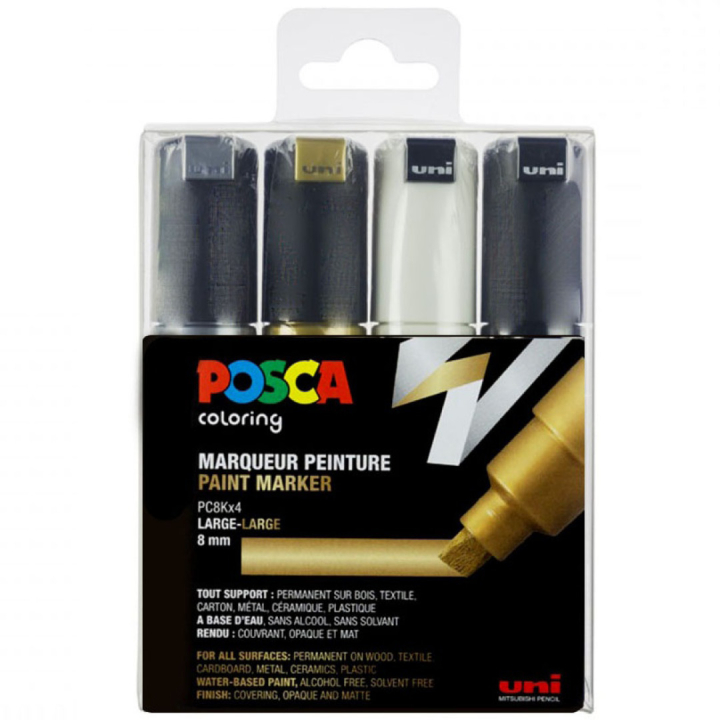 Posca PC-8K Metallic - Set of 4 i gruppen Penner / Kunstnerpenner / Illustrasjonmarkers hos Pen Store (110422)