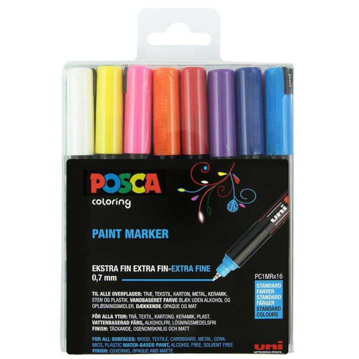 Posca PC-1MR Standard Colours Set of 16 i gruppen Penner / Kunstnerpenner / Illustrasjonmarkers hos Pen Store (110424)