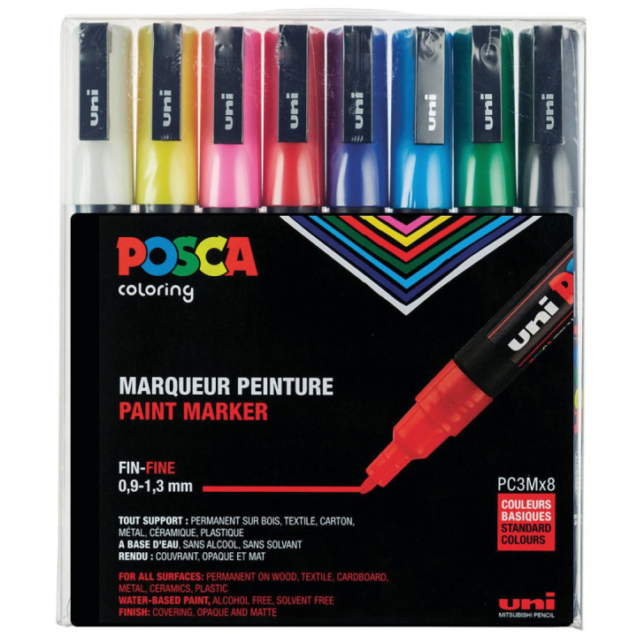 Posca PC-3M Standard Colours Set of 8
