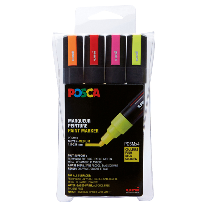 Posca PC-5M Neon - Set of 4 i gruppen Penner / Kunstnerpenner / Illustrasjonmarkers hos Pen Store (110434)