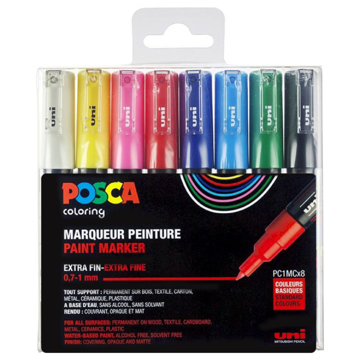 Posca PC-1MC Standard Colours Set of 8 i gruppen Penner / Kunstnerpenner / Illustrasjonmarkers hos Pen Store (110436)