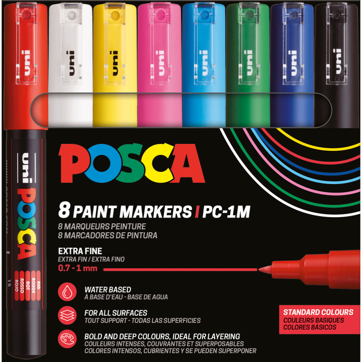 Posca PC-1MC Standard Colours Set of 8 i gruppen Penner / Kunstnerpenner / Illustrasjonmarkers hos Pen Store (110436)