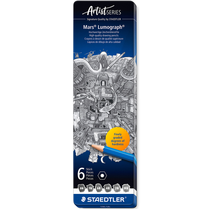 Mars Lumograph 100 6-set i gruppen Kunstnermateriell / Kritt og blyanter / Grafitt og blyant hos Pen Store (110878)