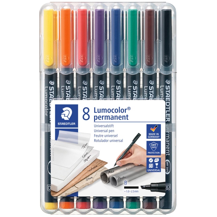8-pakke Lumocolor permanent Broad i gruppen Penner / Merking og kontor / Merkepenner hos Pen Store (111075)