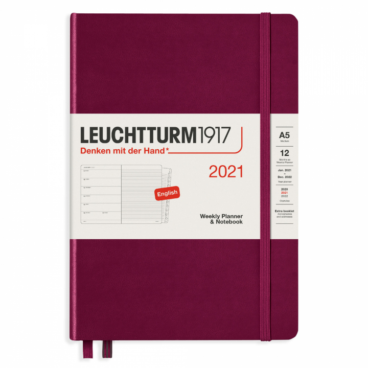 Kalendere 2021 12M Weekly Planner A5 Port Red i gruppen  Papir & Blokk / Kalendere / 12 md kalendere hos Pen Store (112311)
