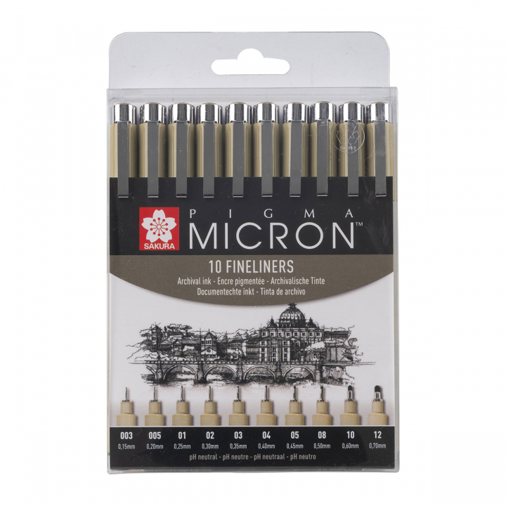 Pigma Micron Fineliner 10-set Black i gruppen Penner / Produktserie / Pigma Micron hos Pen Store (125574)