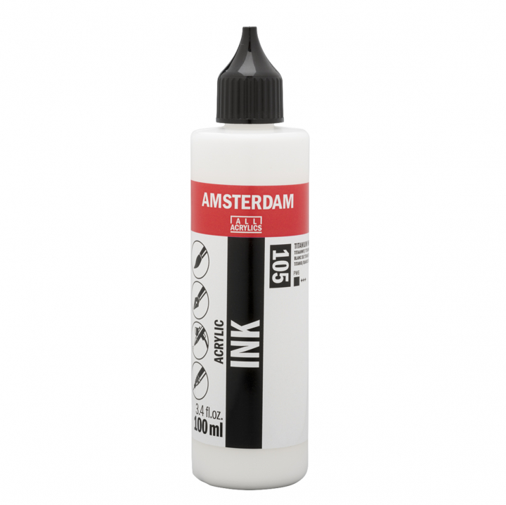 Akryl Ink 100 ml Titanium White i gruppen Kunstnermateriell / Kunstnerfarge / Akrylmaling hos Pen Store (125675)
