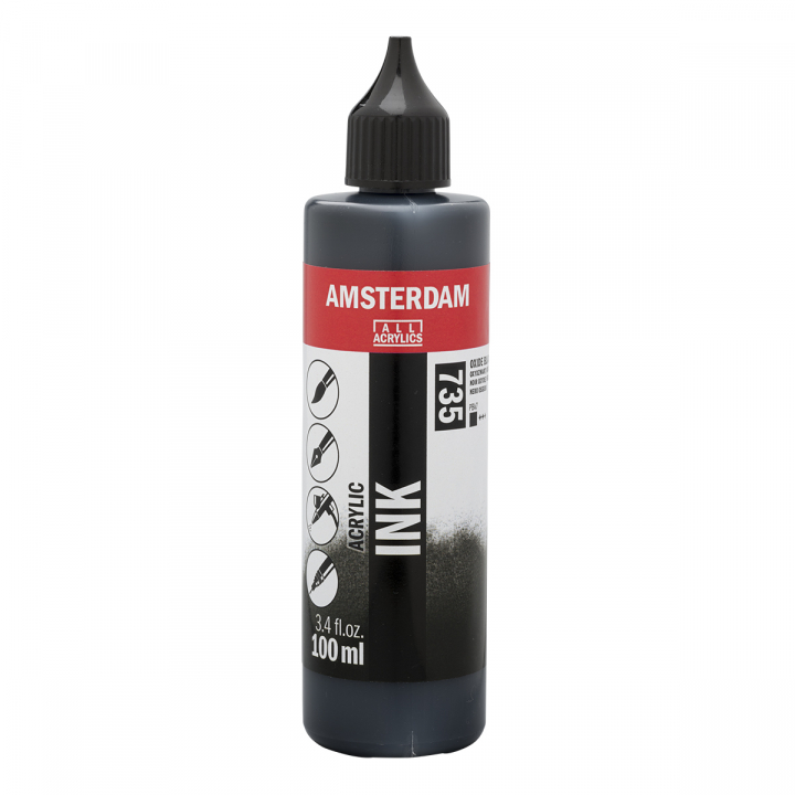 Akryl Ink 100 ml Oxide Black i gruppen Kunstnermateriell / Kunstnerfarge / Akrylmaling hos Pen Store (125676)