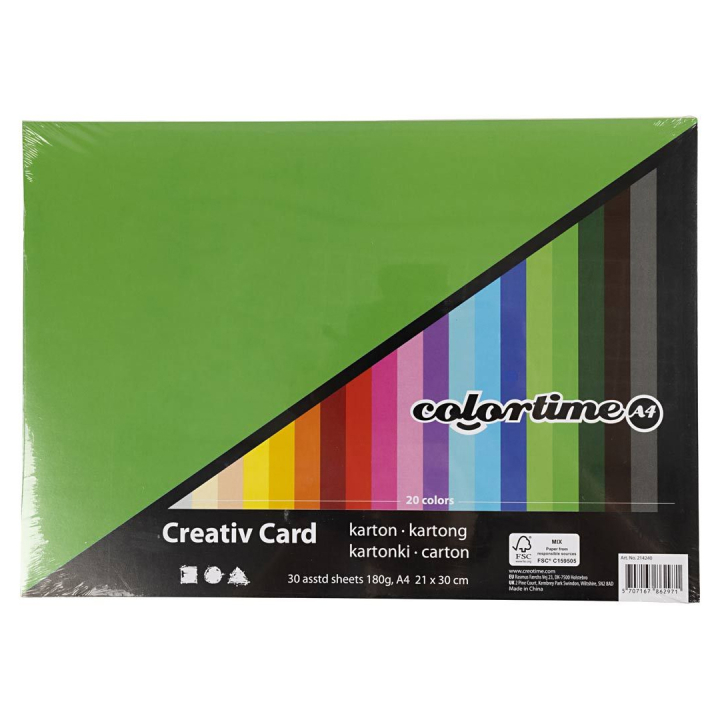 Farget papir basic A4 180g i gruppen Kids / Kul og læring / Papir og Tegneblokker / Farget papir for barn hos Pen Store (126470)