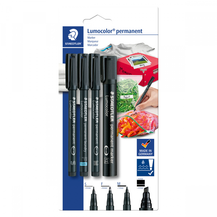 Lumocolor 60 permanent markers 4-pack black i gruppen Penner / Merking og kontor / Merkepenner hos Pen Store (126601)