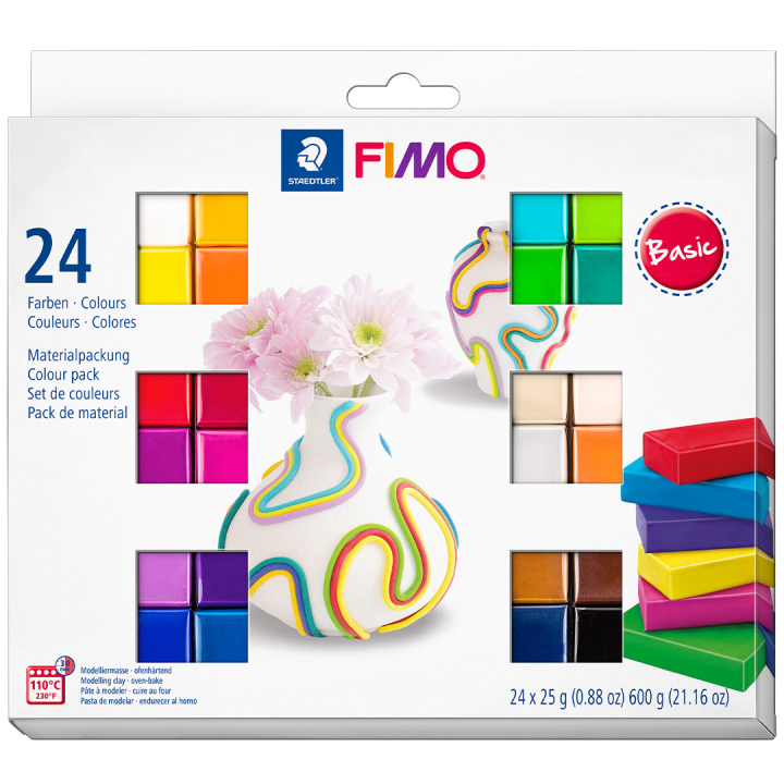 FIMO Soft Modelleringsler 24 x 25 g Basic colours i gruppen Hobby & Kreativitet / Skape / Modelleire hos Pen Store (126654)