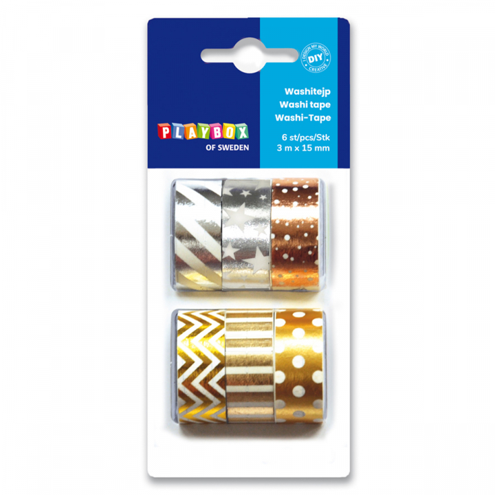 Washi Tape metallmaling 6-pak i gruppen Hobby & Kreativitet / Hobbytilbehør / Washi Tape hos Pen Store (126868)