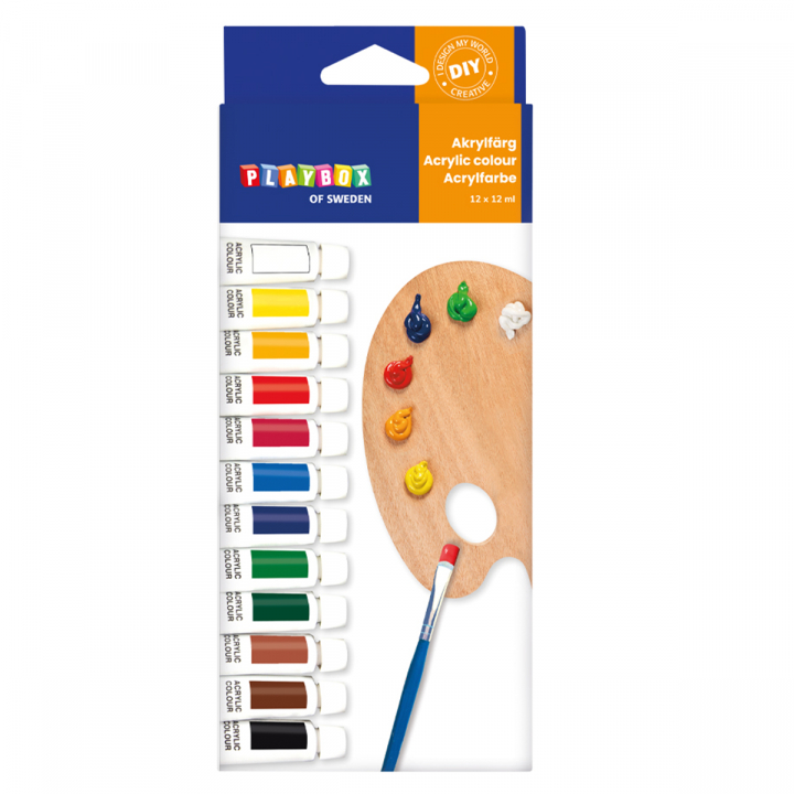 Akrylmaling 12 farger i sett i gruppen Kids / Barnehåndverk og maling / Maling for barn hos Pen Store (126873)
