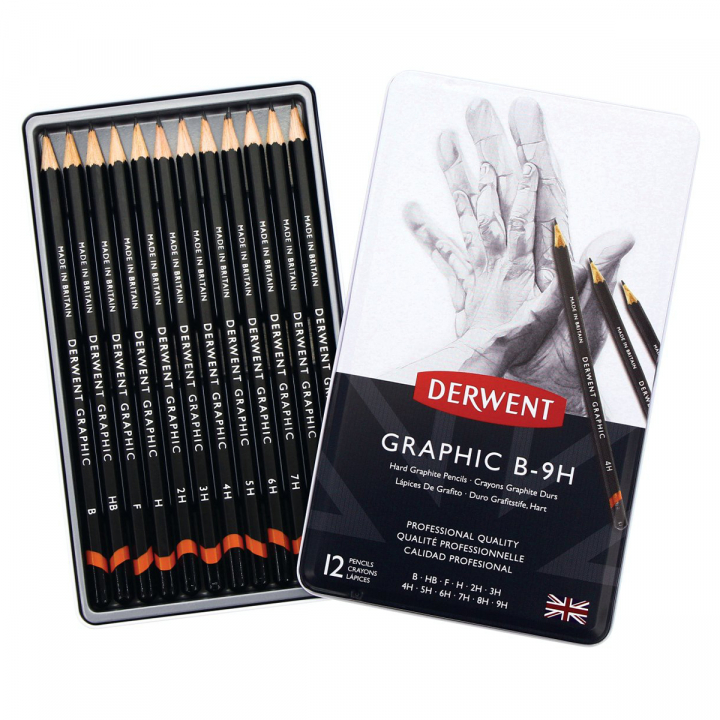 Graphic Blyant 12-sett B-9H i gruppen Kunstnermateriell / Kritt og blyanter / Grafitt og blyant hos Pen Store (128166)
