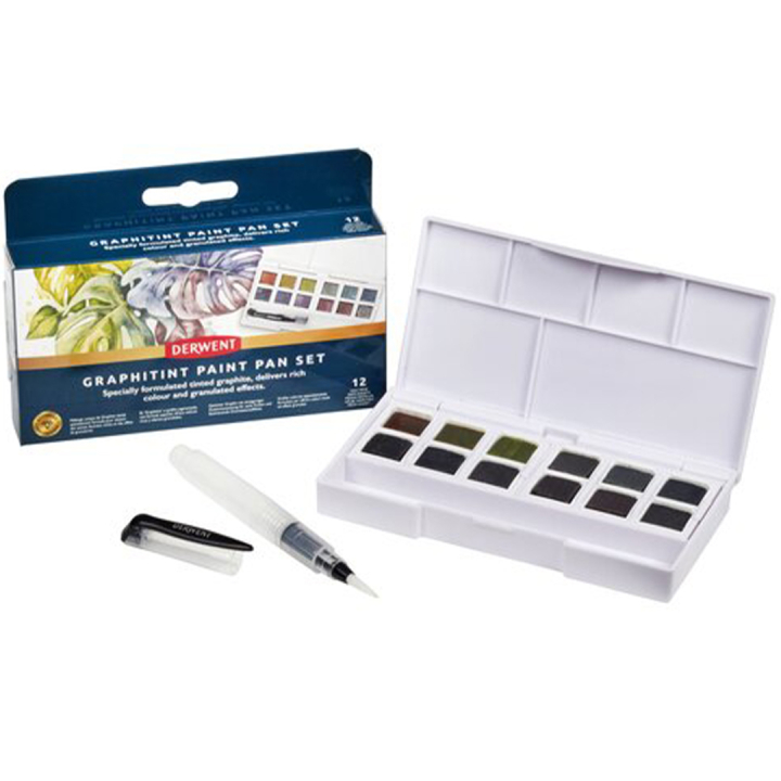 Graphitint Paint Pan Set 12 halvkopper i gruppen Kunstnermateriell / Kunstnerfarge / Akvarellmaling / Akvarellmaling i kopp hos Pen Store (128194)