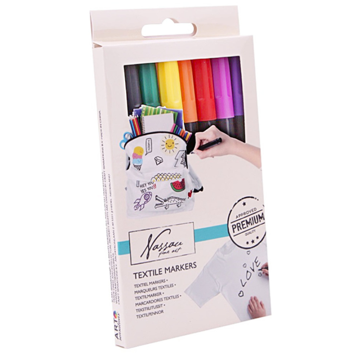 Tekstilpenner 8-sett i gruppen Hobby & Kreativitet / Farger / Tekstilmaling og Tekstiltusjer hos Pen Store (128519)