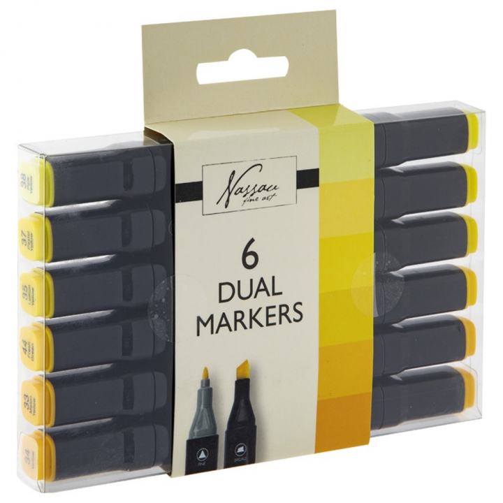Dual-tip Marker 6-sett Gule i gruppen Penner / Kunstnerpenner / Tusjpenner hos Pen Store (128522)