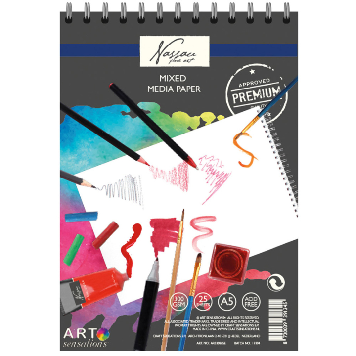 Spiralblokk Mixed Media A5 300g i gruppen  Papir & Blokk / Artistblokk / Mixed media-blokk hos Pen Store (128533)