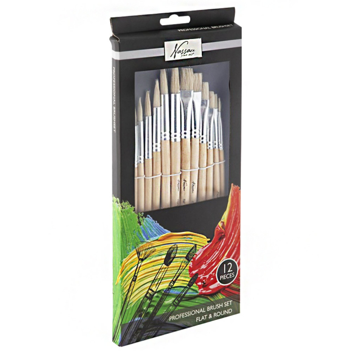 Pensler 12-sett Hog hair i gruppen Kunstnermateriell / Pensler / Penselsett hos Pen Store (128556)