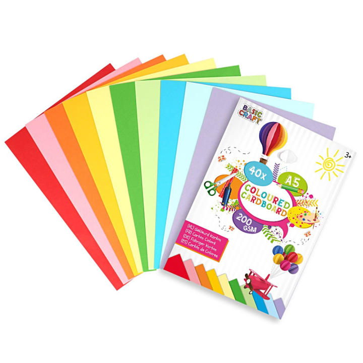 Farvekarton 200g A5 40-pakke i gruppen Kids / Kul og læring / Papir og Tegneblokker / Farget papir for barn hos Pen Store (128567)