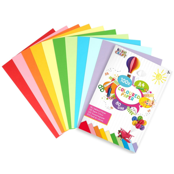 Farget papir A4 100-pakke i gruppen Kids / Kul og læring / Papir og Tegneblokker / Farget papir for barn hos Pen Store (128574)