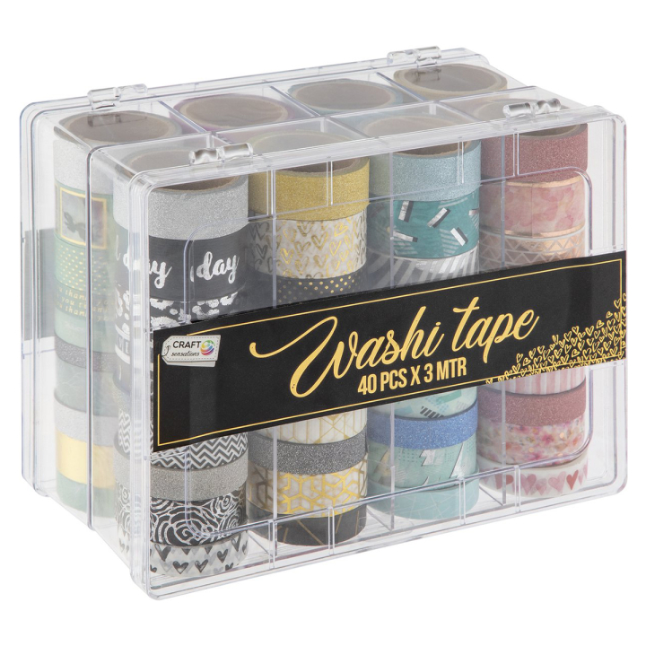 Washi-tape 40-pakke + oppbevaringsboks i gruppen Hobby & Kreativitet / Hobbytilbehør / Washi Tape hos Pen Store (128586)