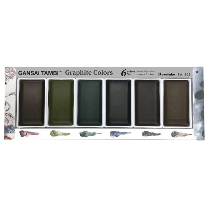 Gansai Tambi Aquarelle 6-set Graphite Colors i gruppen Kunstnermateriell / Kunstnerfarge / Akvarellmaling / Akvarellmaling i kopp hos Pen Store (128725)