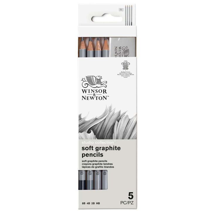 Studio Collection Blyanter Soft 4-sett + Viskelær i gruppen Kunstnermateriell / Kritt og blyanter / Grafitt og blyant hos Pen Store (128757)