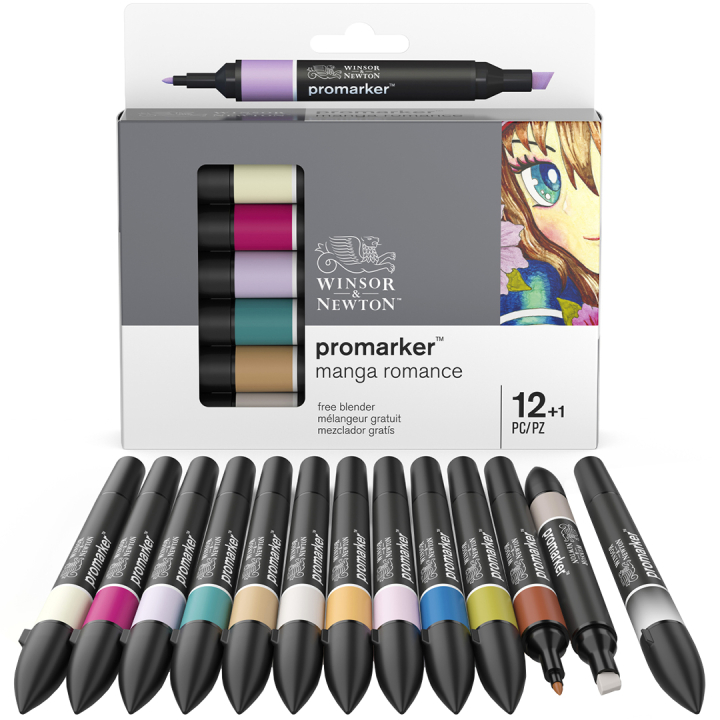Promarker 12-sett + Blender (Manga Romance) i gruppen Penner / Kunstnerpenner / Illustrasjonmarkers hos Pen Store (128780)